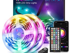 Nexillumi 100 قدم شريط ليد أضواء مع أضواء LED مزامنة الموسيقى عن بعد لغرفة النوم تغيير لون SMD5050 RGB LED قطاع أضواء