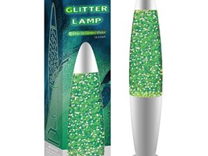Stemclas Glitter Lamp ، الاسترخاء والضوء الناعم ، ديكور رائع للمنزل ، الغرفة ، المكتب والحفلات ، هدايا رائعة للعطلات وأعياد الميلاد ، 13.5 بوصة (لامعة في المياه الخضراء)