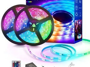 أضواء CHARKEE LED لغرفة النوم 50 قدمًا ، أضواء شريط LED متغيرة الألوان مع جهاز تحكم عن بعد 44 مفتاحًا ، 12 فولت RGB SMD5050 مصابيح شريطية لغرفة النوم ، ديكور الغرفة ، داخلي ، IG ، TikTok ، DIY (44 key Remote + 25ftX2)