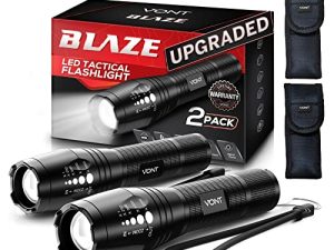 مصباح يدوي تكتيكي Vont LED ، [2 حزمة] عمر بطارية أطول 2X ، 5 أوضاع ، إضاءة عالية ، قابل للتعديل ، قابل للزووم ، مقاوم للماء ، خفيف الوزن ، مصابيح يدوية ساطعة / معدات إضاءة الفلاش / ملحقات / لوازم التخييم