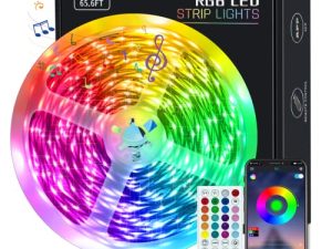مصابيح KEELIXIN 65.6ft LED لغرفة النوم ، شريط إضاءة LED ، مزامنة الموسيقى ، شريط إضاءة LED ، أضواء شريط RGB LED مع تطبيق Bluetooth وجهاز تحكم عن بعد ، Luces LED para Cuarto ، مصابيح LED لتزيين المنزل بالغرفة