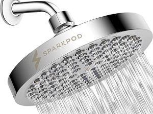 رأس دش SparkPod - مطر عالي الضغط - مظهر عصري فاخر - تثبيت بدون متاعب لمدة دقيقة واحدة - البديل المثالي القابل للتعديل لرؤوس دش الحمام (كروم مصقول فاخر)