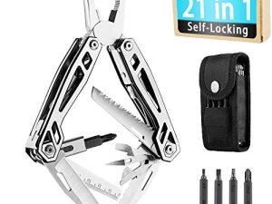 هدايا للرجال ، WETOLS Multitool ، أدوات متعددة الاستخدامات من الفولاذ المقاوم للصدأ الصلب 21 في 1 ، قابلة للطي وقفل ذاتي ، كماشة متعددة تستخدم كسكين ، فتاحة زجاجات ، مفك براغي ، منجل إلخ ، هدايا للرجال WE-182