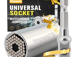 هدايا أدوات المقبس العالمي من Heywork للرجال الأب ، وحشوات تخزين الكريسماس وهدايا أعياد الميلاد ، مقبس فائق مع محول مقبس مثقاب كهربائي ، أدوات رائعة للرجال / الأب / النساء / الزوج 1/4 "-3/4" （7-19 ملم）