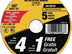 عجلة القطع DEWALT ، قطع المعادن للأغراض العامة ، 4-1 / 2-inch ، 5 عبوات (DW8062B5)