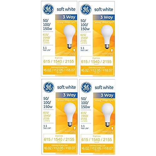 GE 97494 إضاءة 50/100/150-Watt ، 3-Way Light Bulb ، Soft White ، 4 عبوات GE 97494 إضاءة 50/100/150-Watt ، 3-Way Light Bulb ، Soft White ، 4 عبوات