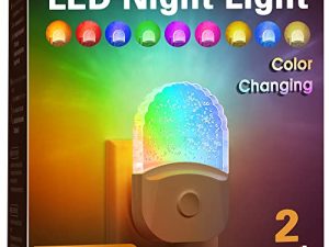 مصابيح ليلية متصلة بالجدار [عبوتان] ، ضوء ليلي متغير اللون للأطفال ، مصباح ليلي RGB LED 8 ألوان ، ضوء ليلي مع مستشعر من الغسق حتى الفجر ، إضاءة ليلية لديكور الحمام ، غرفة الأطفال ، هدية للأطفال