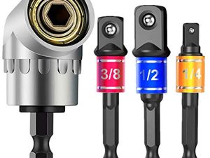 CIGOTU Impact Grade Power Tools Hand Tools Driver Socket Adapter Set ، 3Pcs 1/4 3/8 1/2 "Hex Shank Drill Nut Driver Bit Set + 105 درجة زاوية يمين سائق تمديد مفك مثقاب مرفق