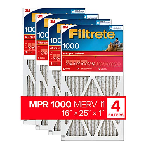 Filtrete 16x25x1 ، AC Furnace Air Filter ، MPR 1000 ، Micro Allergen Defense ، 4 عبوات (الأبعاد الدقيقة 15.69 × 24.69 × 0.81) Filtrete 16x25x1 ، AC Furnace Air Filter ، MPR 1000 ، Micro Allergen Defense ، 4 عبوات (الأبعاد الدقيقة 15.69 × 24.69 × 0.81)
