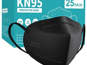 أقنعة الوجه TOPMAX KN95 25 عبوة من 5 طبقات فلتر تنفس كفاءة 95٪ كوب واقٍ من الغبار أقنعة يمكن التخلص منها ضد PM2.5 أسود