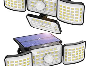 مصابيح خارجية تعمل بالطاقة الشمسية ، 250 مصباح مستشعر حركة LED ، 3 أوضاع IP68 مقاومة للماء لمصابيح الحركة الشمسية لشرفة ممر الحديقة والفناء ، عبوتان