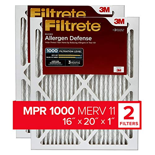 Filtrete 16x20x1 Air Filter، MPR 1000، Micro Allergen Defense ، 2-Pack (الأبعاد الدقيقة 15.719 x 19.719 x 0.84) Filtrete 16x20x1 Air Filter، MPR 1000، Micro Allergen Defense ، 2-Pack (الأبعاد الدقيقة 15.719 x 19.719 x 0.84)