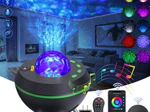 جهاز عرض Galaxy Projector Star ، جهاز عرض Star Night Light لغرفة النوم مع مكبر صوت بلوتوث ، ومؤقت ، وجهاز تحكم عن بعد ، و 10 تأثيرات لونية ، و Alexa و Google Assistant Control للأطفال البالغين