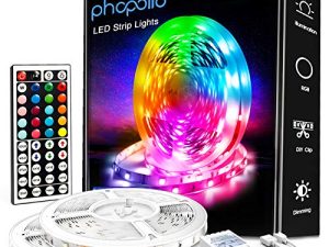 شريط أضواء ليد 100 قدم من phopollo ، 5050 مصباح ليد لغرفة النوم والمطبخ والديكور المنزلي