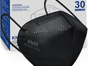 قناع الوجه Boncare KN95 30 قطعة ، قناع وجه أسود من 5 طبقات للرجال والنساء ، كفاءة التصفية 95٪ ، تنفس ومريح ، أسود