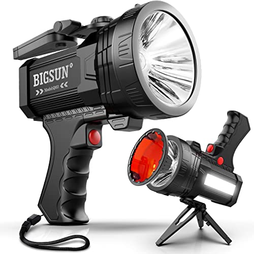 مصباح كشاف BIGSUN قابل لإعادة الشحن ، مصباح يدوي عالي لومن 100000 LED مع عدسة حمراء ، بنك طاقة 10000 مللي أمبير ، مصباح كشاف جانبي ومصباح تحذير لأمن المنزل والتخييم والقارب والصيد ، Q953-17oz مصباح كشاف BIGSUN قابل لإعادة الشحن ، مصباح يدوي عالي لومن 100000 LED مع عدسة حمراء ، بنك طاقة 10000 مللي أمبير ، مصباح كشاف جانبي ومصباح تحذير لأمن المنزل والتخييم والقارب والصيد ، Q953-17oz