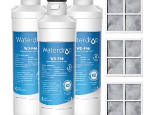 Waterdrop LT1000PC ADQ747935 فلتر مياه الثلاجة وفلتر الهواء ، استبدال LG® LT1000P® ، LMXS28626S ، LFXS26973S ، LFXS26596S ، LFXS28596S ، ADQ74793501 ، ADQ74793502 و LT120F® ، 3 كومبو