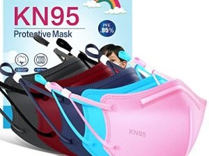WWDOLL Kid KN95 قناع وجه 50 عبوة ، 5 طبقات أقنعة KN95 مسامية ، متعددة الألوان