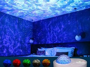 جهاز عرض ستار ، جهاز عرض ضوئي ليلي مع LED Nebula Cloud. جهاز عرض بضوء نجمة ONXE مع مكبر صوت بلوتوث لغرفة النوم / غرف الألعاب / المسرح المنزلي / أجواء الإضاءة الليلية ، جهاز التحكم عن بعد