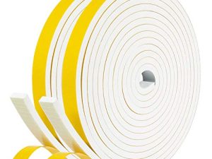 fowong White Door Weather Stripping 26 قدمًا ، 1/2 بوصة عرض × 1/4 بوصة ، شريط فوم عالي الكثافة لفة شريط لاصق مطاطي نيوبرين مانع لتسرب الماء ، عازل للنوافذ ، 2 لفات × 13 قدمًا لكل منهما