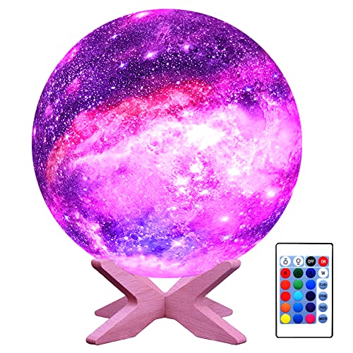 HYODREAM 3D Moon Lamp Kids Night Light Galaxy Lamp 16 Colors LED Light with Rechargeable Battery Touch & Remote Control كهدايا عيد ميلاد للأولاد / الفتيات / الأطفال HYODREAM 3D Moon Lamp Kids Night Light Galaxy Lamp 16 Colors LED Light with Rechargeable Battery Touch & Remote Control كهدايا عيد ميلاد للأولاد / الفتيات / الأطفال