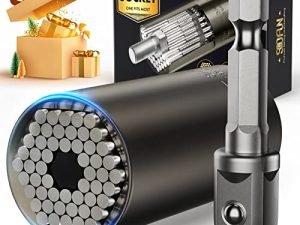 هدية أداة مقبس عالمية للرجال ، مجموعة مقابس قبضة فائقة تناسب معيار 1/4 '' - 3/4 '' مع محول مثقاب كهربائي متعدد الوظائف ، أدوات تخزين الكريسماس للرجال ، زوج أبي وصديقها (أسود * 1)