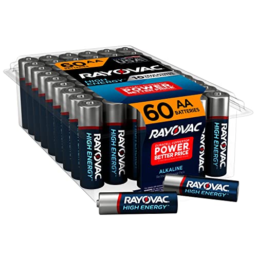 بطاريات Rayovac AA ، بطاريات قلوية مزدوجة ، عدد 60 بطاريات Rayovac AA ، بطاريات قلوية مزدوجة ، عدد 60