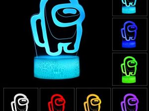 JIAKAI 3D Illusion LED Night Light ، 7 ألوان متغيرة تدريجيًا لمصباح طاولة USB لهدايا الأعياد أو ديكورات المنزل (حيوان ثلاثي الأبعاد) (003)