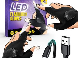 هدايا للرجال قفازات مصباح يدوي LED قابلة لإعادة الشحن للأب ، قفازات خفيفة هدية عيد ميلاد الآباء من ابنة ابن زوجة ، قفازات فريدة من نوعها للتخييم ، قفازات Led للرجال ميكانيكي لإصلاح السيارات