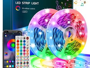 مصابيح LED من Bonve Pet 100ft لغرفة النوم ، أضواء LED متغيرة الألوان مع جهاز تحكم عن بعد والتطبيق 5050 RGB LED Strip Lights