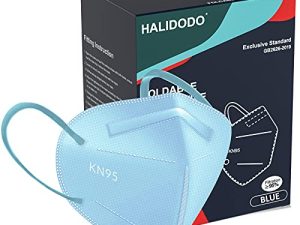 قناع الوجه هاليدودو KN95 ، قناع أمان مريح قابل للتنفس من 5 طبقات (أزرق)