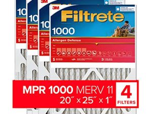 Filtrete 20x25x1 ، فلتر هواء فرن AC ، MPR 1000 ، Micro Allergen Defense ، 4 عبوات (الأبعاد الدقيقة 19.69 × 24.69 × 0.81)