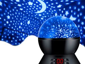 MOKOQI Star Projector Night Lights for Kids with Timer ، ألعاب للأولاد بعمر 2-5-14 سنة ، أضواء غرفة الأولاد تتوهج في الظلام على شكل قمر النجوم للطفل ينام بهدوء ، هدايا عيد ميلاد للأولاد - أسود