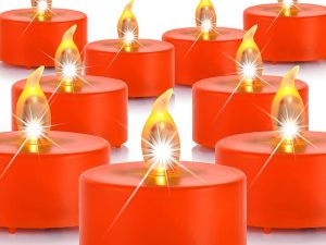 مصابيح Boakboary Tea Lights عديمة اللهب تعمل بالبطارية -شموع وميض كهربائية LED تدوم طويلاً 150 ساعة ، 12 عبوة واقعية ومشرقة لتزيين احتفالات الأعياد الموسمية باللون البرتقالي