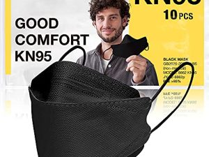 GOOD MASK CO. Good Comfort KN95 Face Mask ، قناع الوجه KN95 القابل للتصرف ، قابل للطي ، كفاءة التصفية 95٪ ، أقنعة الوجه المريحة ، أقنعة الوجه السائبة (10 عبوات من الأقنعة ، أسود)
