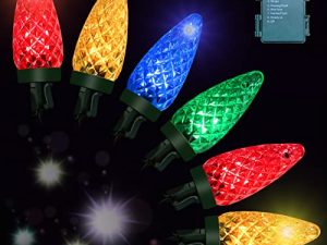 أضواء الكريسماس من Anycosy ، 16.4 قدمًا ، 50 LEDs ، أضواء الفراولة التي تعمل بالبطارية ، 8 أوضاع مع وقت تشغيل / إيقاف تلقائي لشجرة عيد الميلاد ، جارلاند ، حديقة الفناء الداخلي والخارجي لتزيين الكريسماس ، متعدد الألوان