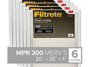 Filtrete 20x25x1 ، فلتر هواء فرن التيار المتردد ، MPR 300 ، غبار كلين ليفينج أساسي ، 6 عبوات (الأبعاد الدقيقة 19.69 × 24.69 × 0.81)