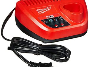 Milwaukee Genuine OEM 48-59-2401 M12 شاحن بطارية ليثيوم أيون 12 فولت مع مؤشر LED ، أحمر