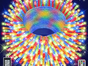 مصابيح أولية للكريسماس في الهواء الطلق ، 400 LED 131 قدمًا من مصابيح شجرة الكريسماس المقاومة للماء ، 8 أوضاع من أضواء سلسلة الجنية لتزيين حفلات الزفاف الخارجية / الداخلية (متعدد الألوان)