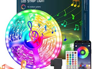 أضواء شريطية ليد بطول 32.8 قدم من Bonve Pet ، مصابيح LED 5050 RGB LED Smart Music Sync ، شرائط أضواء LED متغيرة الألوان مع أضواء LED عن بعد لغرفة النوم ، المنزل ، الغرفة ، التلفزيون ، حفلة الكريسماس