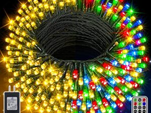 أواني أضواء الكريسماس في الهواء الطلق ، 131 قدمًا 400 LED أضواء شجرة الكريسماس ، 11 وضعًا أبيض دافئ وأضواء متغيرة متعددة الألوان مع جهاز تحكم عن بعد ، لحفلات الزفاف وأعياد الميلاد - IP44 مقاوم للماء